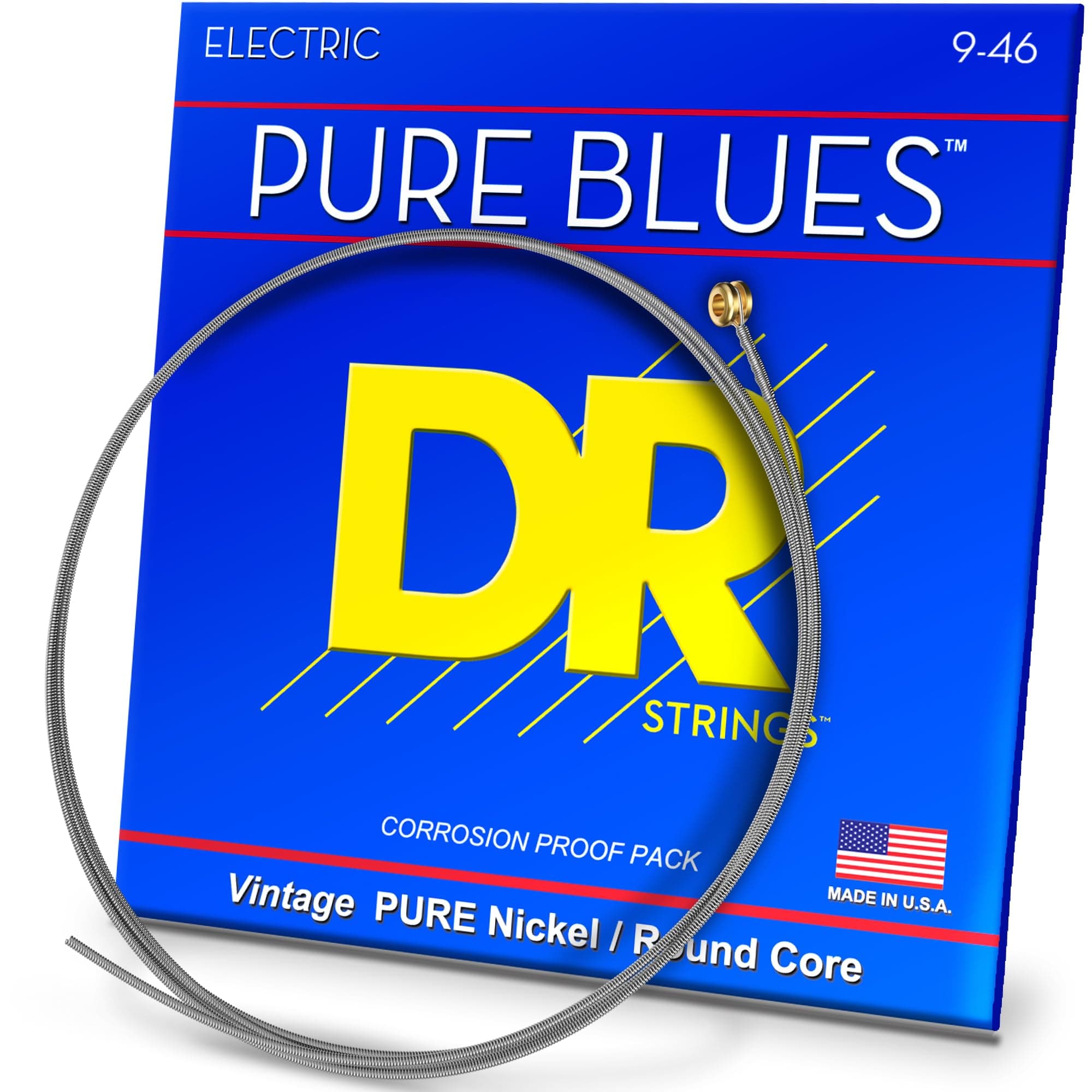 PHR-9/46 Pure Blues Pure Nickel Electric Guitar Strings, Light to Medium 9-46