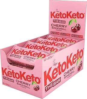 Bars 12 x 50g Keto Snacks For Weight Loss | Keto Diet, Sugar Free Snack, Meal Replacement Bar | Healthy Snacks, Keto Food, Low Carb | Low Calorie, Vegan Food, Breakfast Bar (Cherry Bakewell)