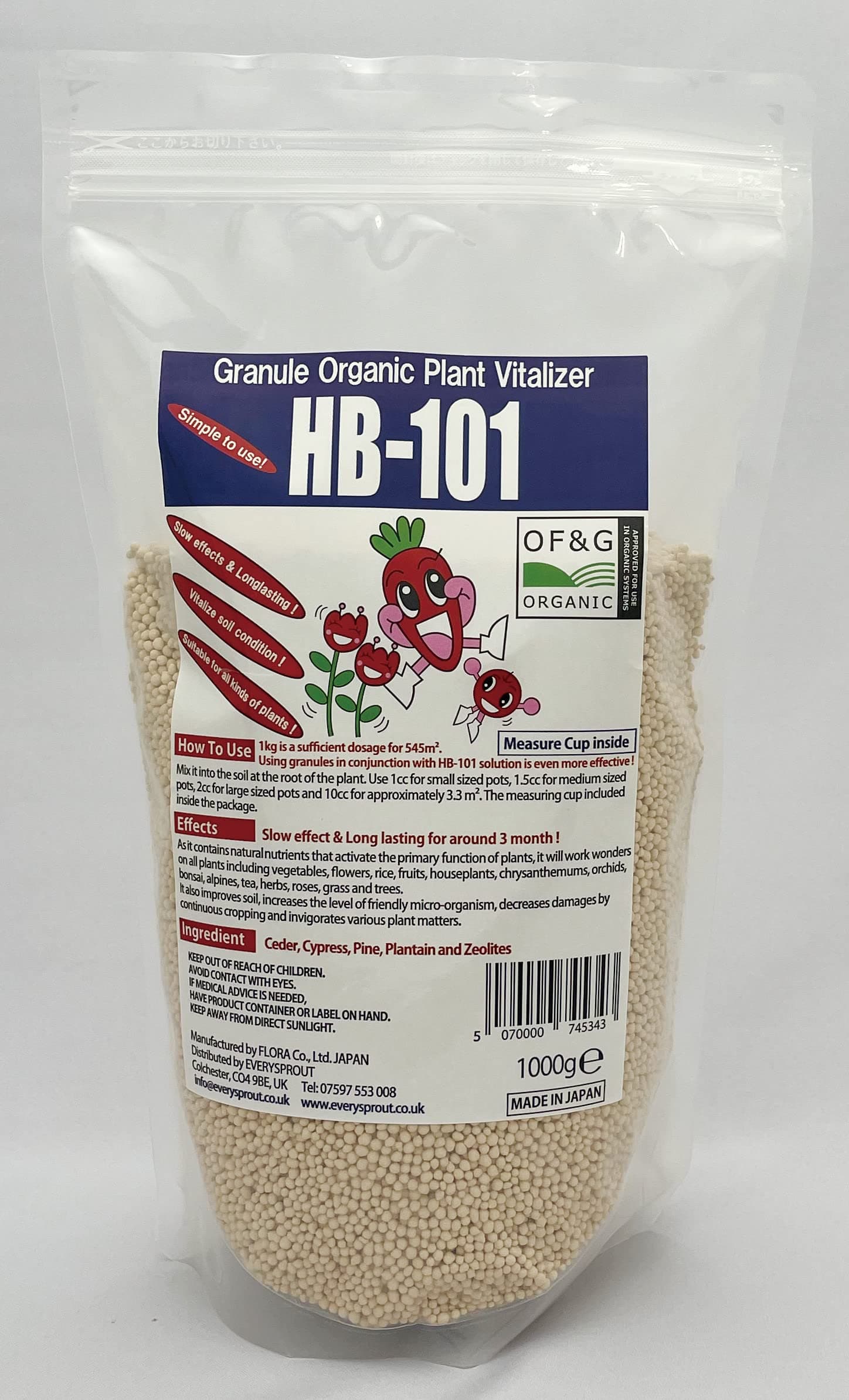 FLORA HB-101 Organic All-Purpose Plant Vitalizer Granule/OF&G Organic Certified (1000g)
