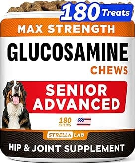- Senior Advanced Glucosamine Chondroitin Joint Supplement for Dogs - Hip & Joint Pain Relief Pills - Large & Small Breed - Hip Joint Chews Canine Joint Health - Chews Older Dogs - Bacon Flavor - 180Ct