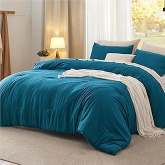 Bedsure California King Comforter Set, Teal Soft Prewashed Bedding for All Seasons, 3 Pieces GentleSoft™ Bed Set, 1 Lightweight Comforter (104"x96") and 2 Pillowcases (20"x36")