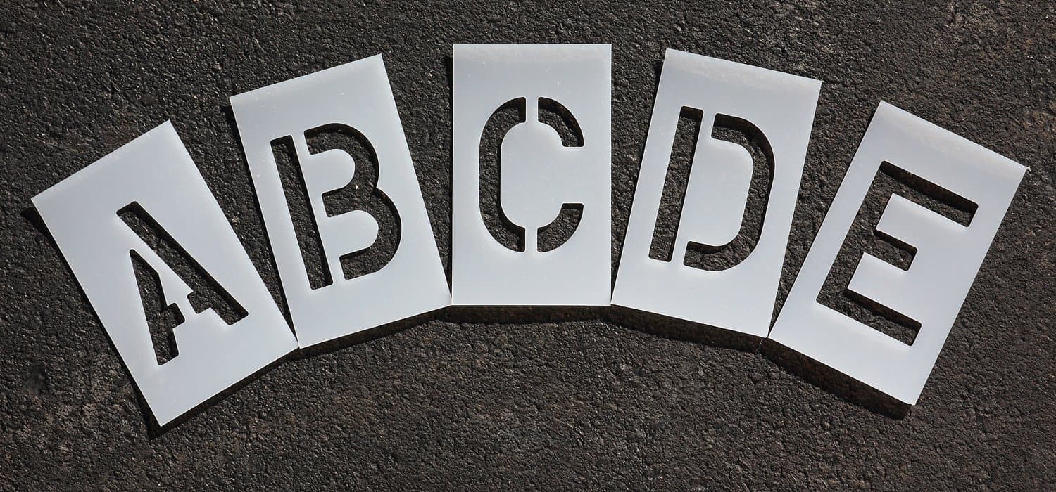 RAE STL-116-8045 Pavement Stencil,4 in,Alphabet Kit,1/16