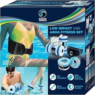 Sunlite Sports Water Workout Combo Set, High Density Water Weights for Pool Exercise, Dumbell, Swim Belt, Aerobics Equipment, Aqua Jogger Belt, Pool Fitness, Aqua Therapy & Exercise