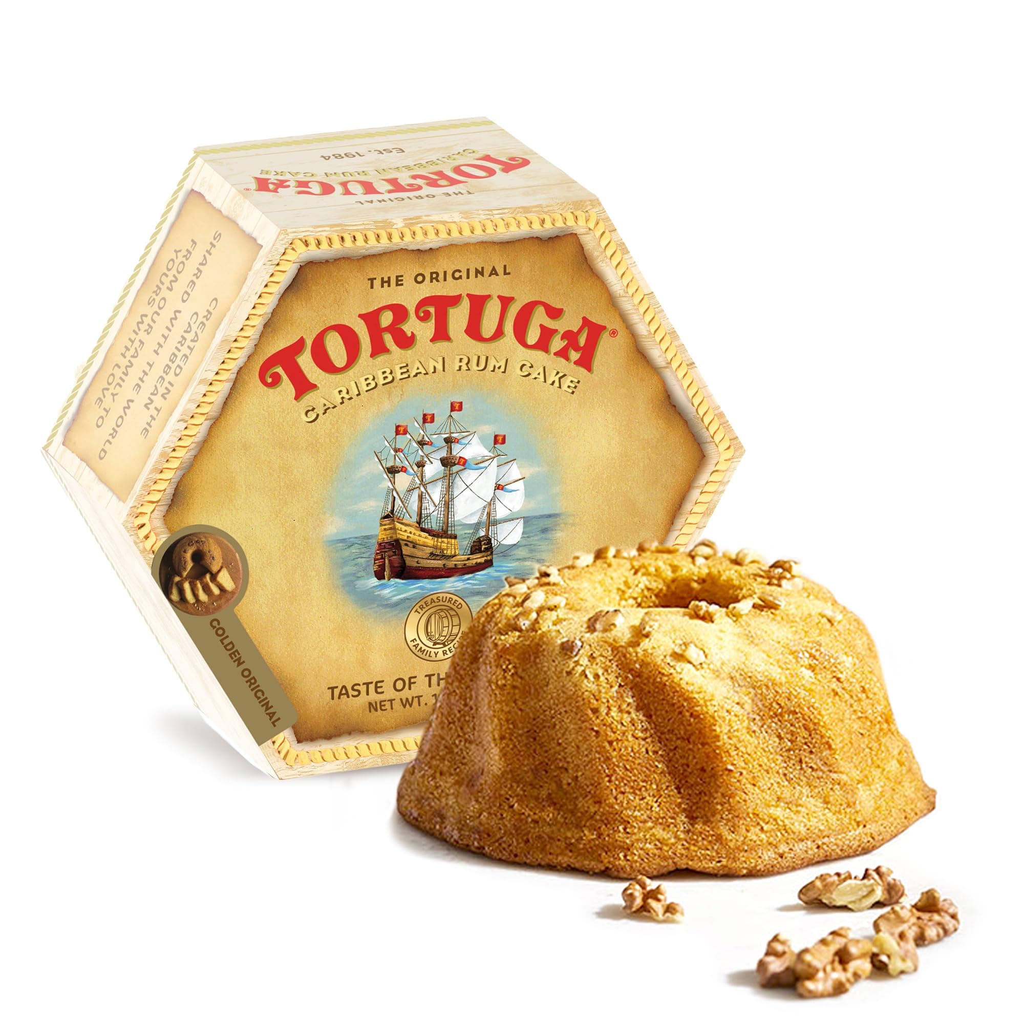 TORTUGA Caribbean Original Rum Cake with Walnuts - 16 oz Rum Cake 2 Pack - The Perfect Premium Gourmet Gift for Stocking Stuffers, Gift Baskets, and Christmas Gifts - Great Cakes for Delivery