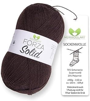 MeriWoolArt® Sock Wool 4-Ply - 100 g Merino Wool Yarn for Knitting & Crocheting, 75% Virgin Wool (Superwash), 25% Polyamide, 420 m - Ideal for Socks for Men and Women, Sweaters & Cardigans 4623