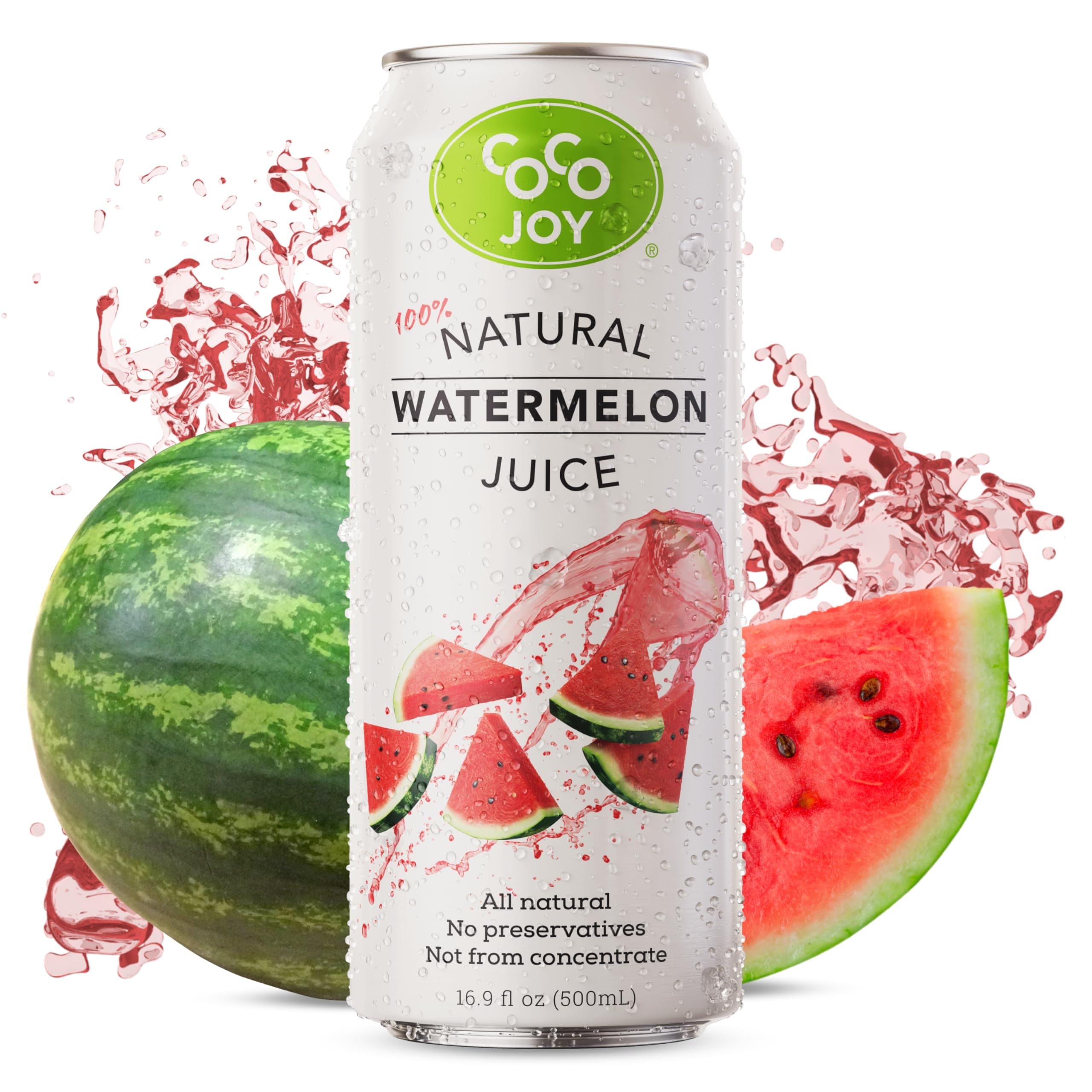 CoCo Joy 100% Natural Watermelon Juice, (12-Pack) Low-Calorie Watermelon Drink