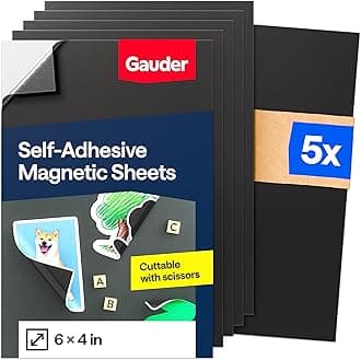 GAUDER Magnetic Sheets with Adhesive Backing | Peel and Stick Magnet Sheets | Flexible Magnetic Paper
