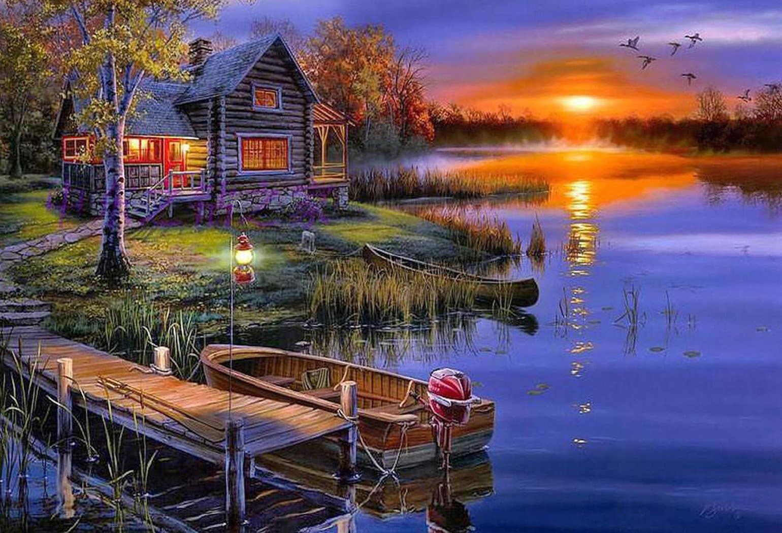 Wotion 17.32"x11.81" Sunset River Full Drill All Square DIY 5D Diamond Painting Kit with Carton Package for Adults Rhinestone Embroidery Cross Stitch set Arts Craft Gift