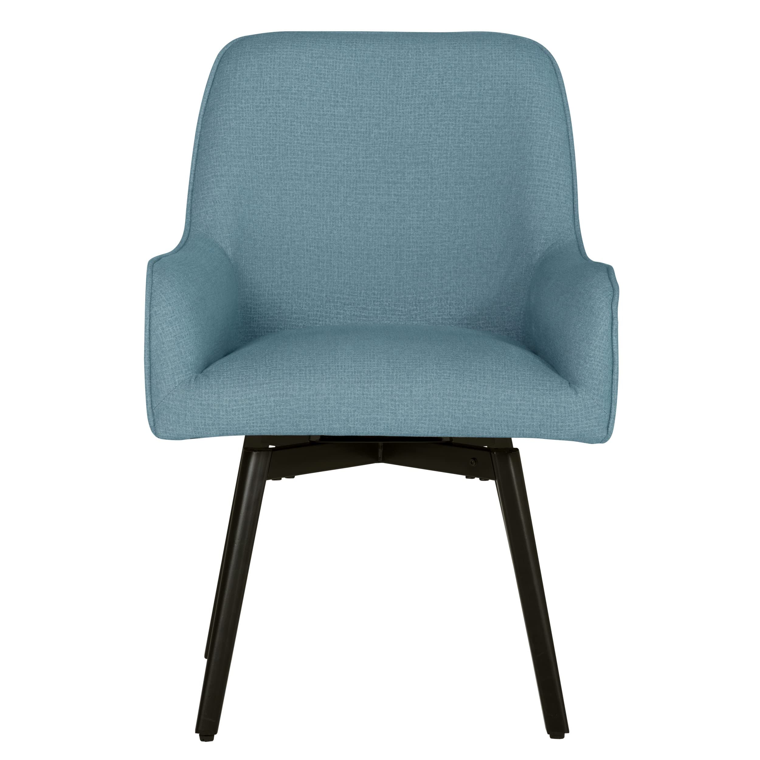 Studio Designs Home Contemporary Spire Luxe Swivel, Rotating, Upholstered, Accent Dining/Office Chair with Arms and Metal Legs, Baltic, 24D x 25.5W x 35.5H in