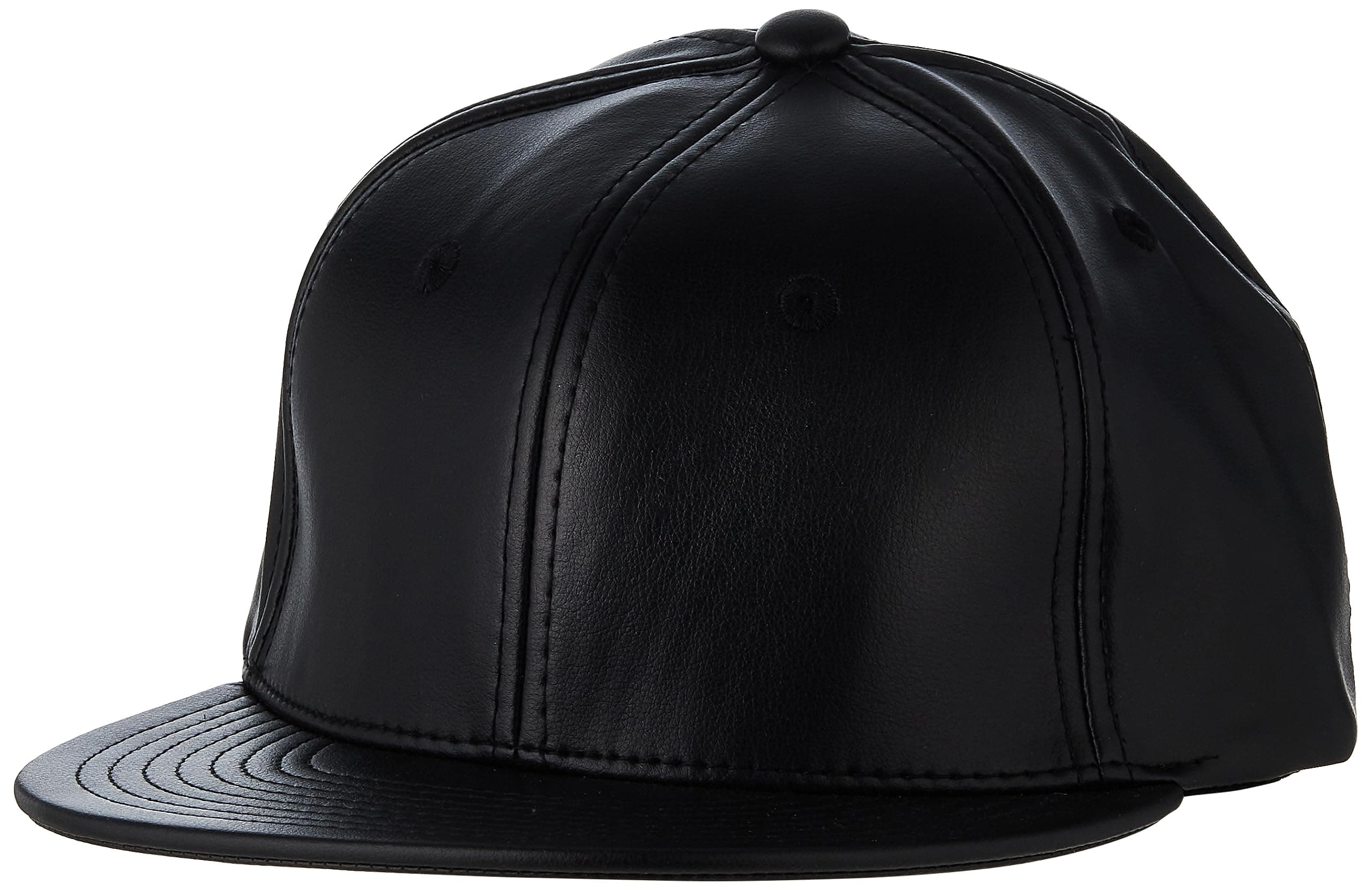 DECKYmens Flat Faux Leather Snapbacks, BLK (pack of 1)