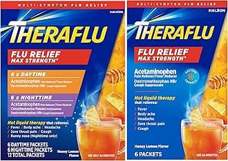 Max Strength Daytime & Nighttime Flu Symptom Relief Honey Lemon Flavor Powder & Daytime Flu Symptom Relief Honey Lemon Powder, 6 Daytime + 6 Nighttime, & 6 Honey Lemon Flavor Powder Packets