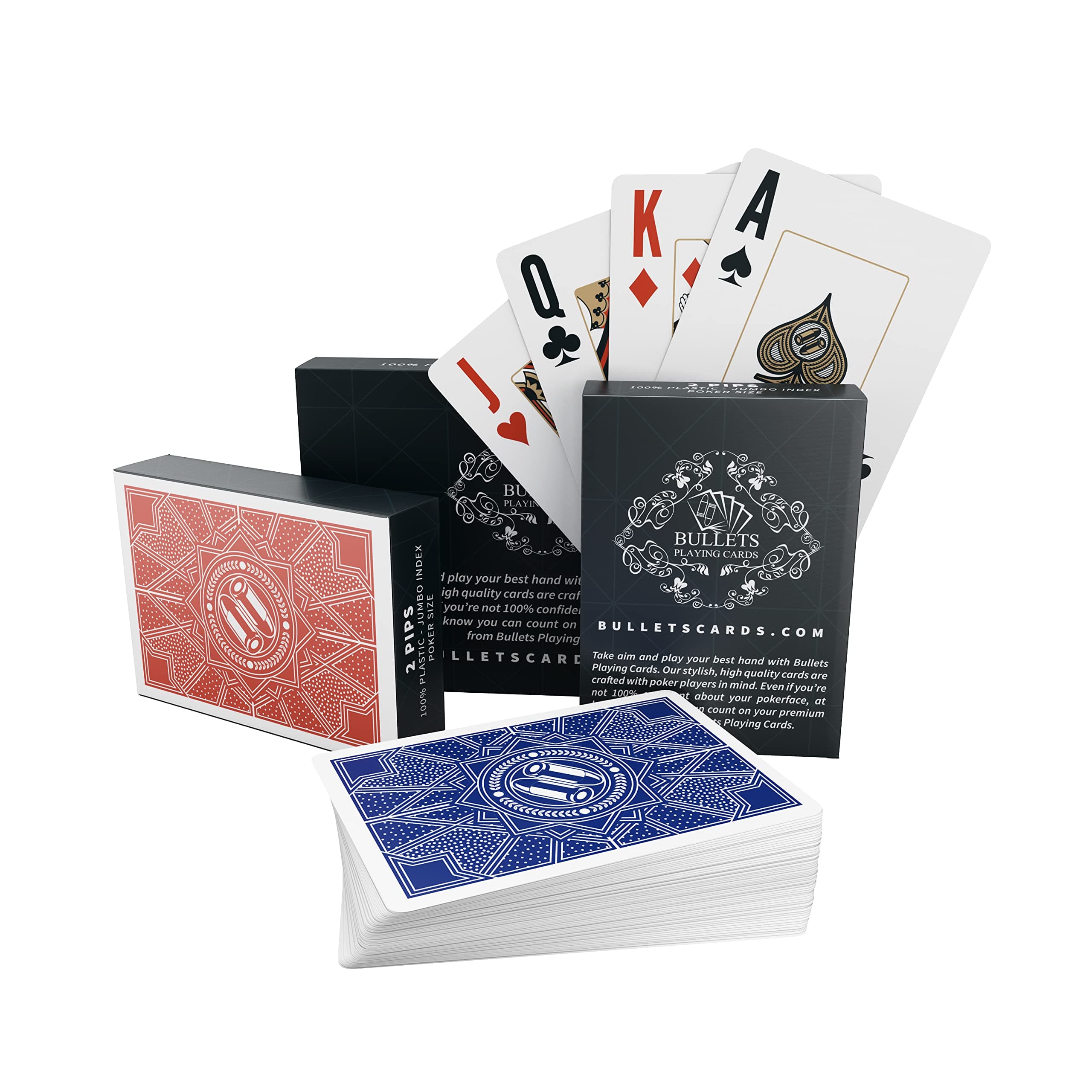 Waterproof Plastic Playing Cards – 2 Decks Poker Size with Jumbo Index, Smooth Front & Easy-Grip Back – Ideal for Texas Hold’em, Casino & Camping – Paulie Design