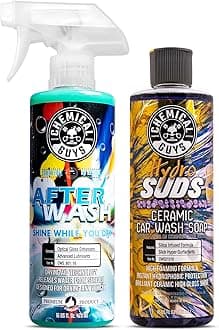 Chemical Guys CWS21216A Car Wash, Dry & Shine Bundle - HydroSuds Ceramic SiO2 Shine High Foaming Car Wash Soap, 16 oz + After Wash Gloss Boosting Drying Aid (16 oz) (2 Items) For Cars, Trucks, SUVs