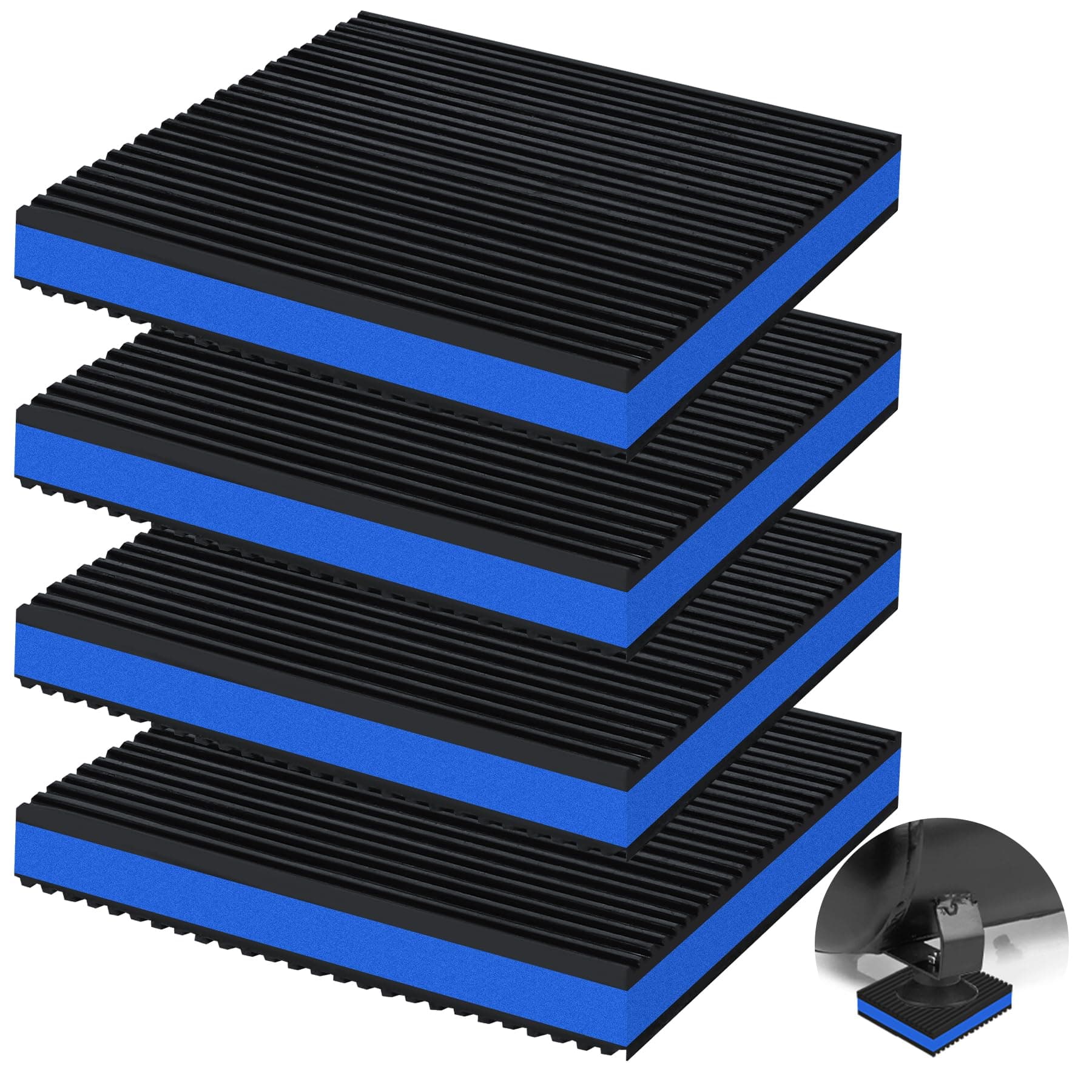 4 Pack Anti Vibration Pads for Washing Machine 6"x6"x7/8", Sound Isolation Vibrating Pad Ribbed Rubber Damping Mat EVA Center for Air Compressors, Conditioner, Treadmill, HVAC Washer Dryer