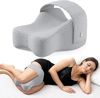 Knee Pillow for Side Sleepers, Large Comfortable Memory Foam Leg Pillow for Side Sleeping, Adjustable Strap, Pillow Sleeping Between Legs Aligns Spine, Relief for Sciatica, Back, HIPS, Knees, Joints