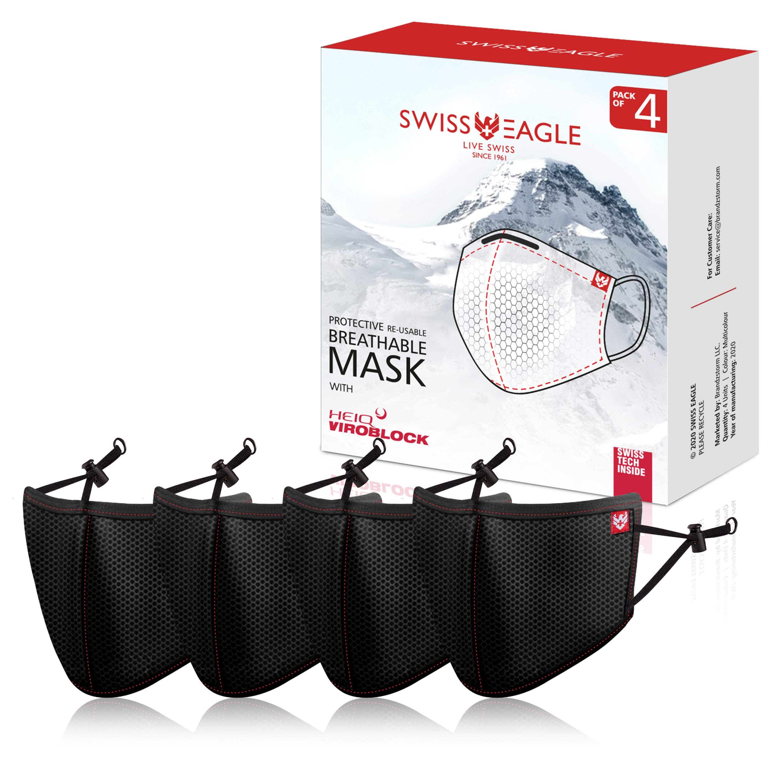 Swiss Eagle Face Mask with Smart SwissTech Protection - Reusable Mesh Face Cover