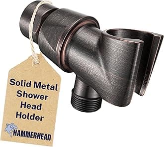 HammerHead Showers® ALL METAL Handheld Shower Head Holder - OIL RUBBED BRONZE - Adjustable Shower Wand Holder with Universal Wall Hook Bracket and Brass Pivot Ball - Hand Held Shower Head Holder