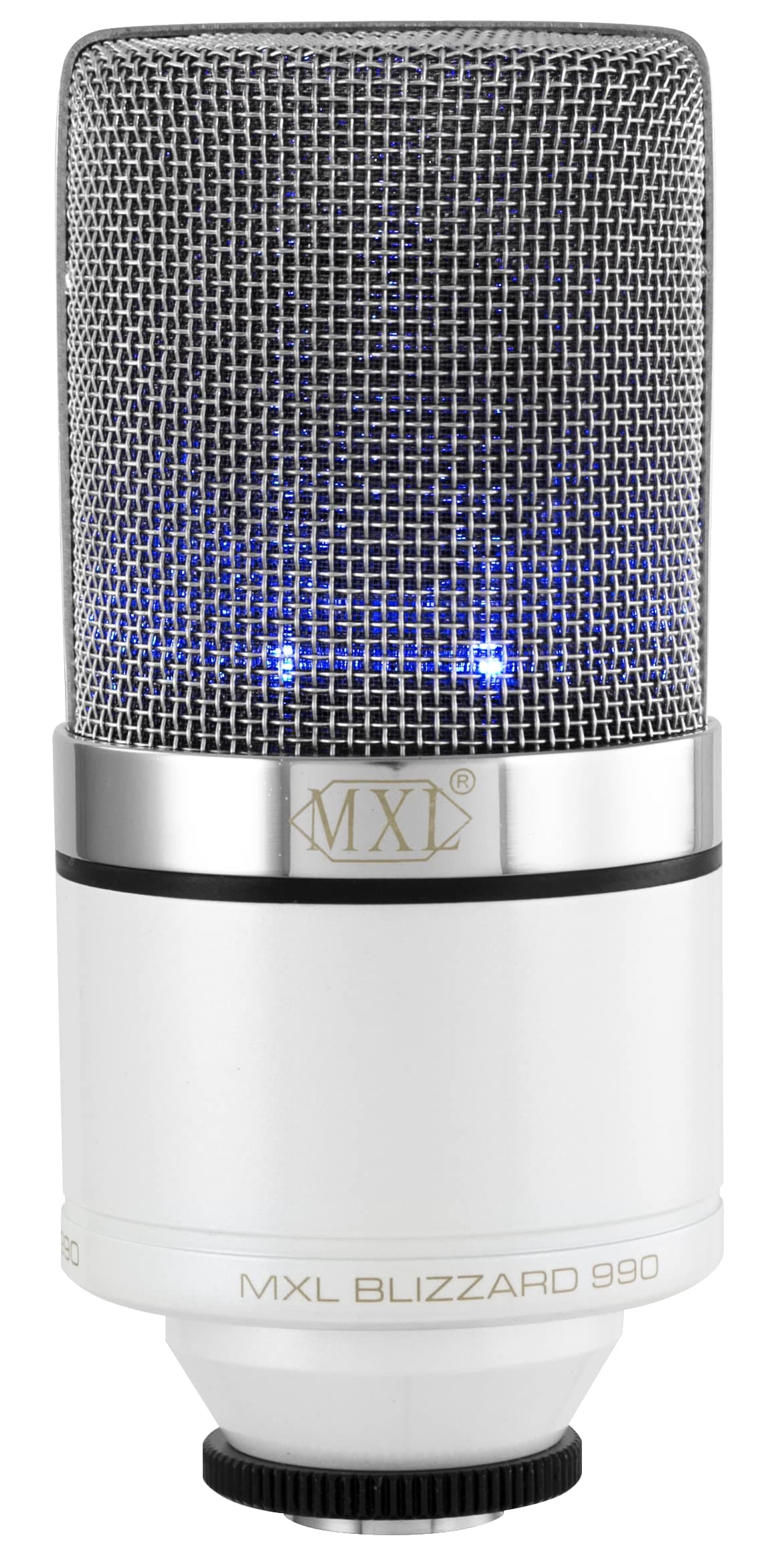 MXL 990 Condenser Microphone for Podcasting, Singing, Home Studio Recording, Gaming & Streaming | Blue LED lights | XLR | Large Diaphragm (BLIZZARD)