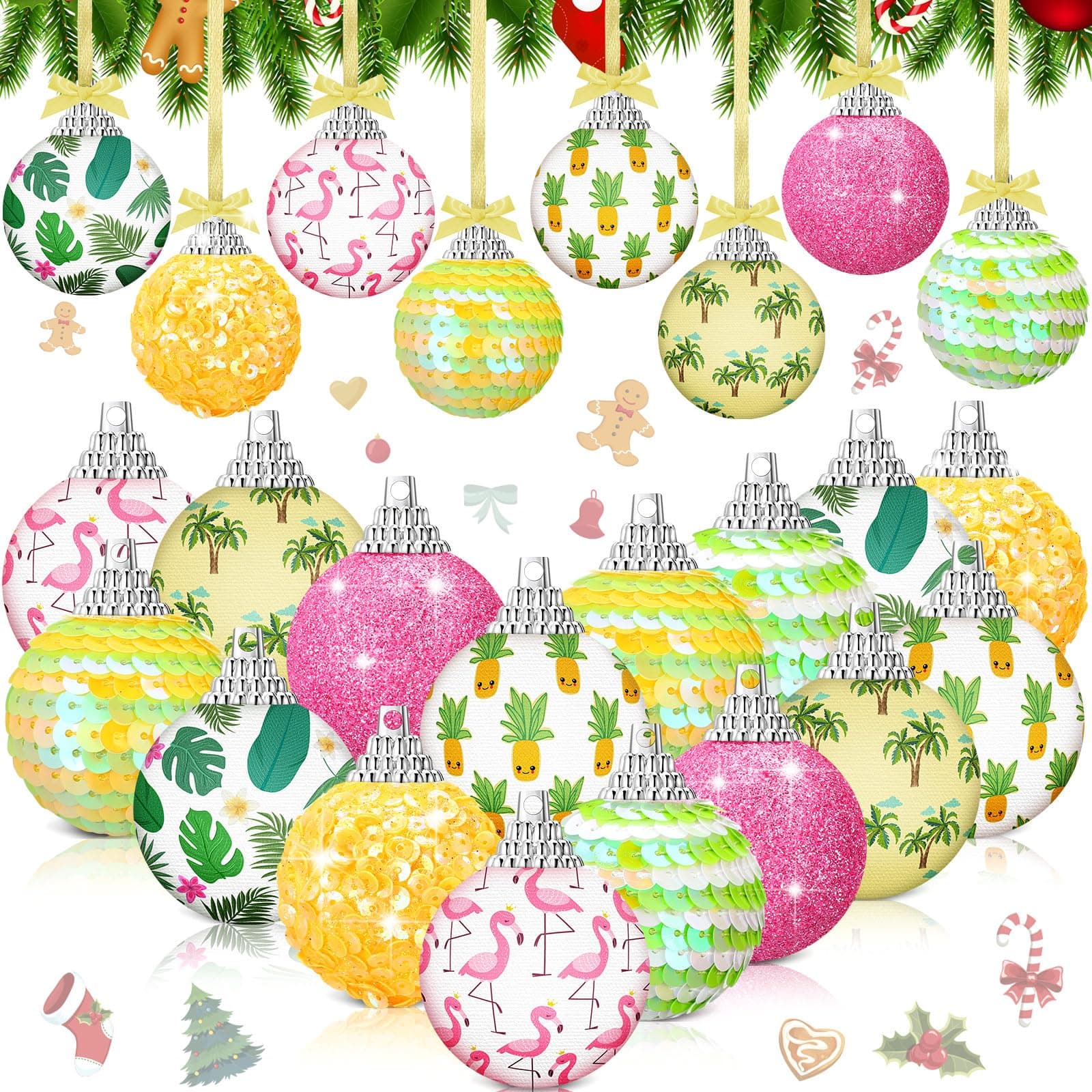 Lenwen 16 Pcs Easter Ball Ornaments 1.57 Inch He is Risen Tree Decorations Religious Decorative Hanging Ball Ornaments for Easter Tree Holiday Party Decor(Flamingo)