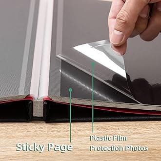 Photo Album Self Adhesive Scrapbook 3x5 4x6 5x7 6x8 Magnetic Album DIY Scrap Book 11x10.6 Inch 40 Black Sticky Pages Linen Cover DIY Photo Album(Black)