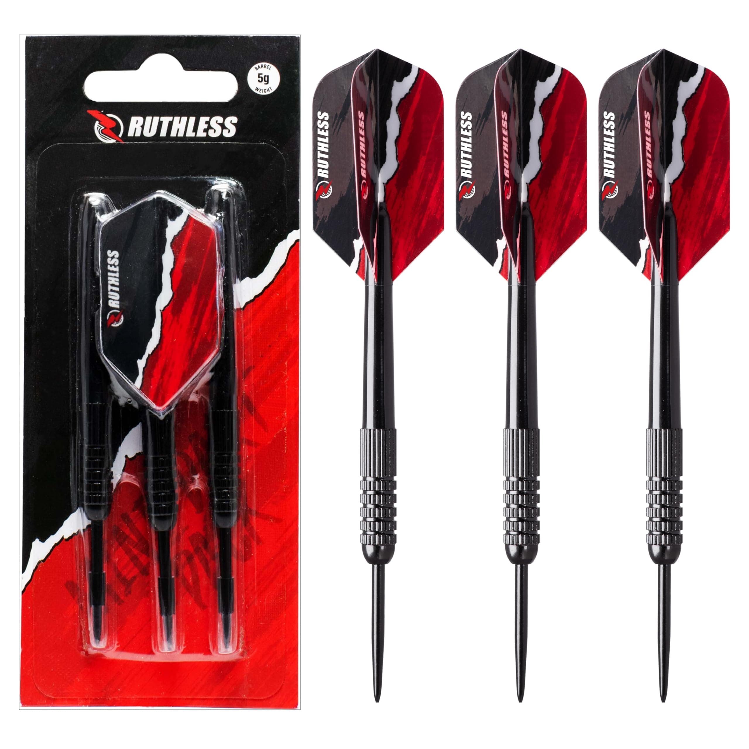 RUTHLESS Mini Dart Set | Miniature Lightweight Steel Tip Darts Set Including Flights, Black (BX238)