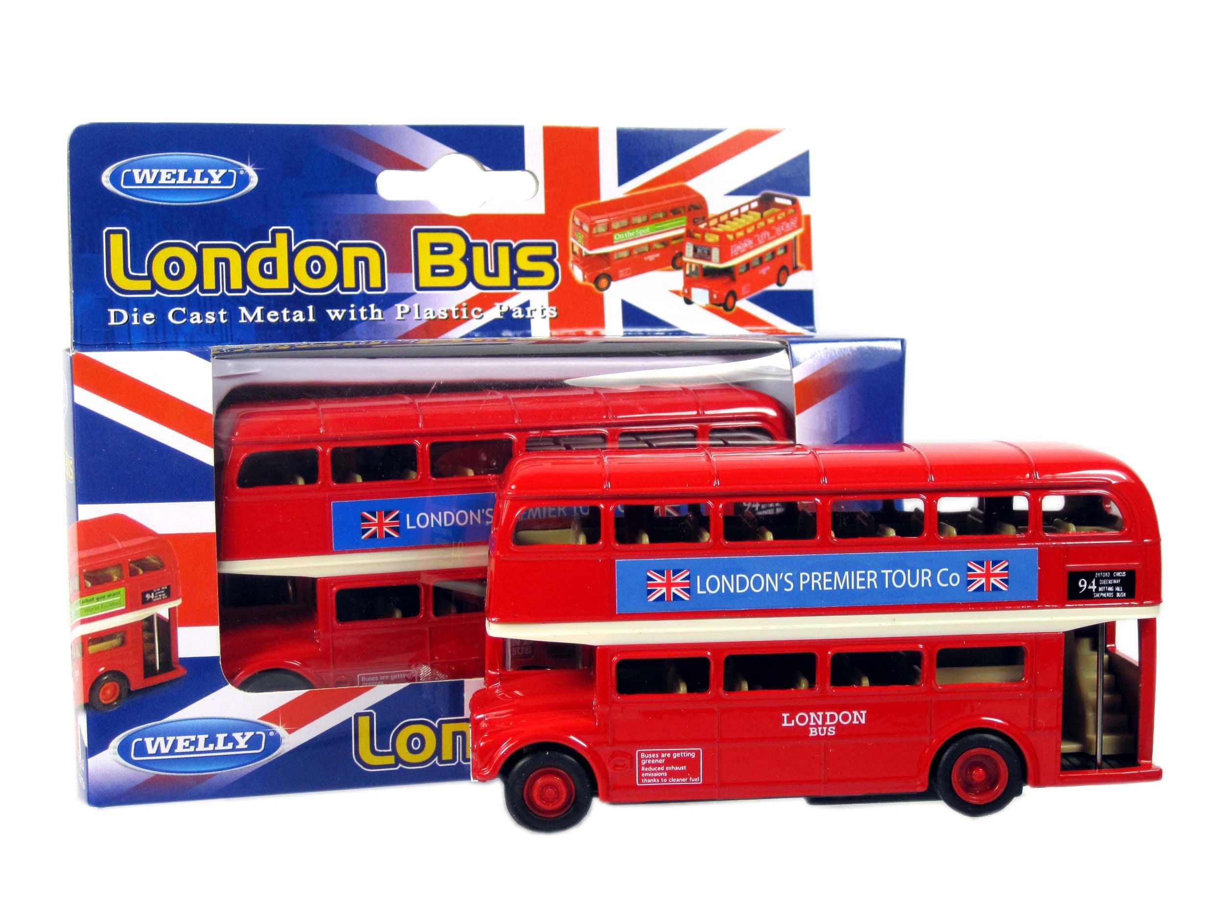 London Red Bus - De Luxe Double Decker Red Bus Model Made of Die Cast Metal and Plastic Parts