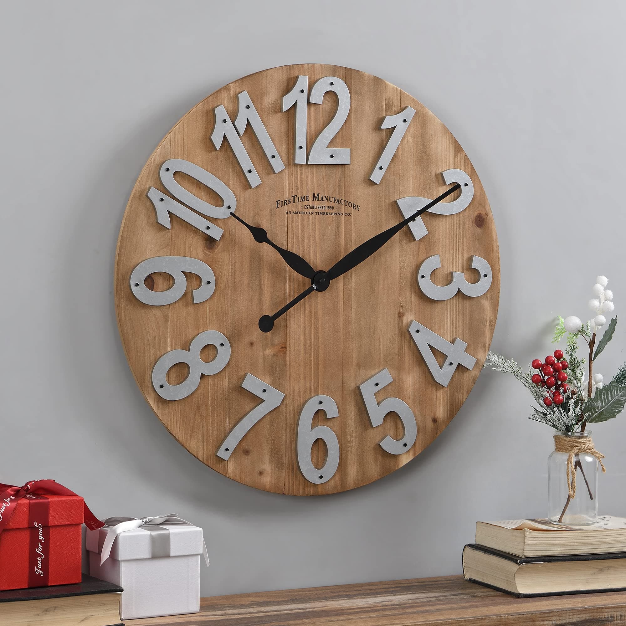 FirsTime& Co. Slat Wood Wall Clock, 22.5", Tan