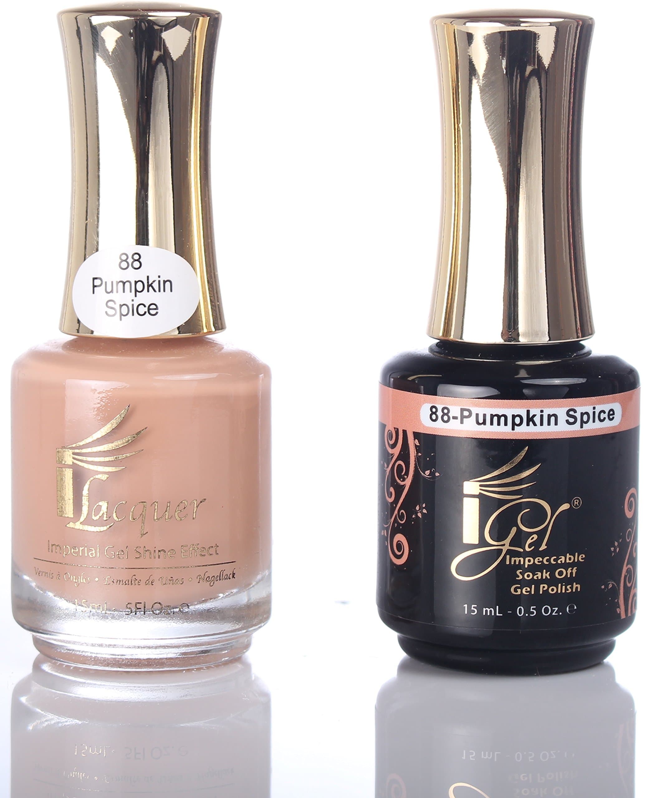 iGel Beauty Impeccable Soak Off GEL Polish+ LACQUER Duo Set 190 Beautiful Colors (088 Pumpkin Spice)