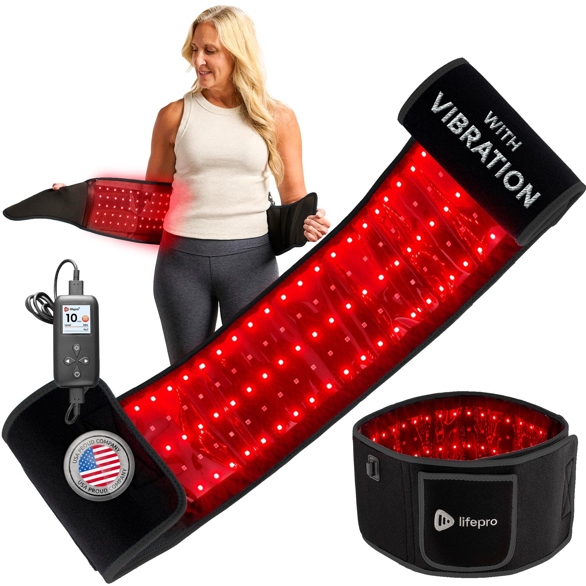 Red Light Therapy Belt – Allevared Infrared Red Light Therapy for Body, Back Pain and Shoulder - 660nm & 850nm Near Infrared Heating Pad – Adjustable & Portable for Wellness & Relaxation