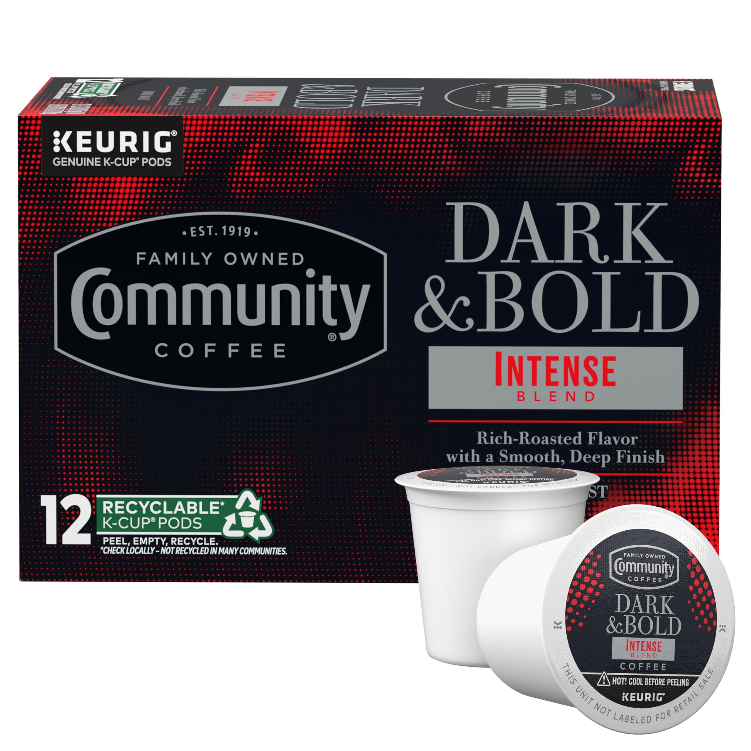 Dark & Bold Intense Blend 12 Count Coffee Pods, Dark Roast Compatible with Keurig 2.0 K-Cup Brewers, 12 Count (Pack of 1)