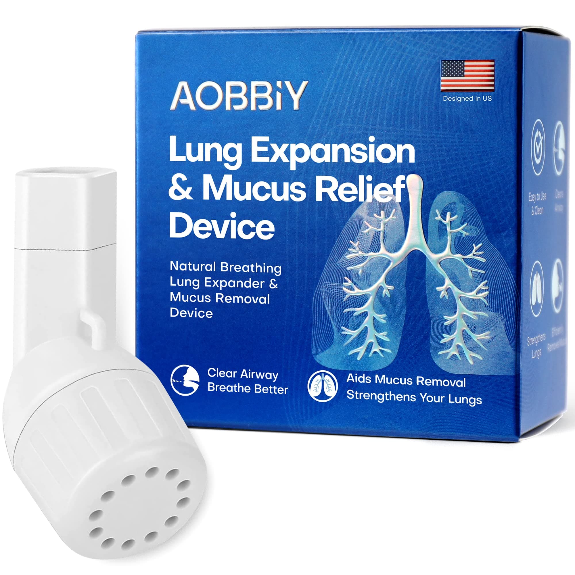 Mucus Clearance and Lung Expansion Device, Breathing Exercise Device for Lungs, Phlegm Remover, Inhalers for Breathing Problems, Flutter Valve Mucus Relief Device for Lung Cleanse, OPEP Therapy