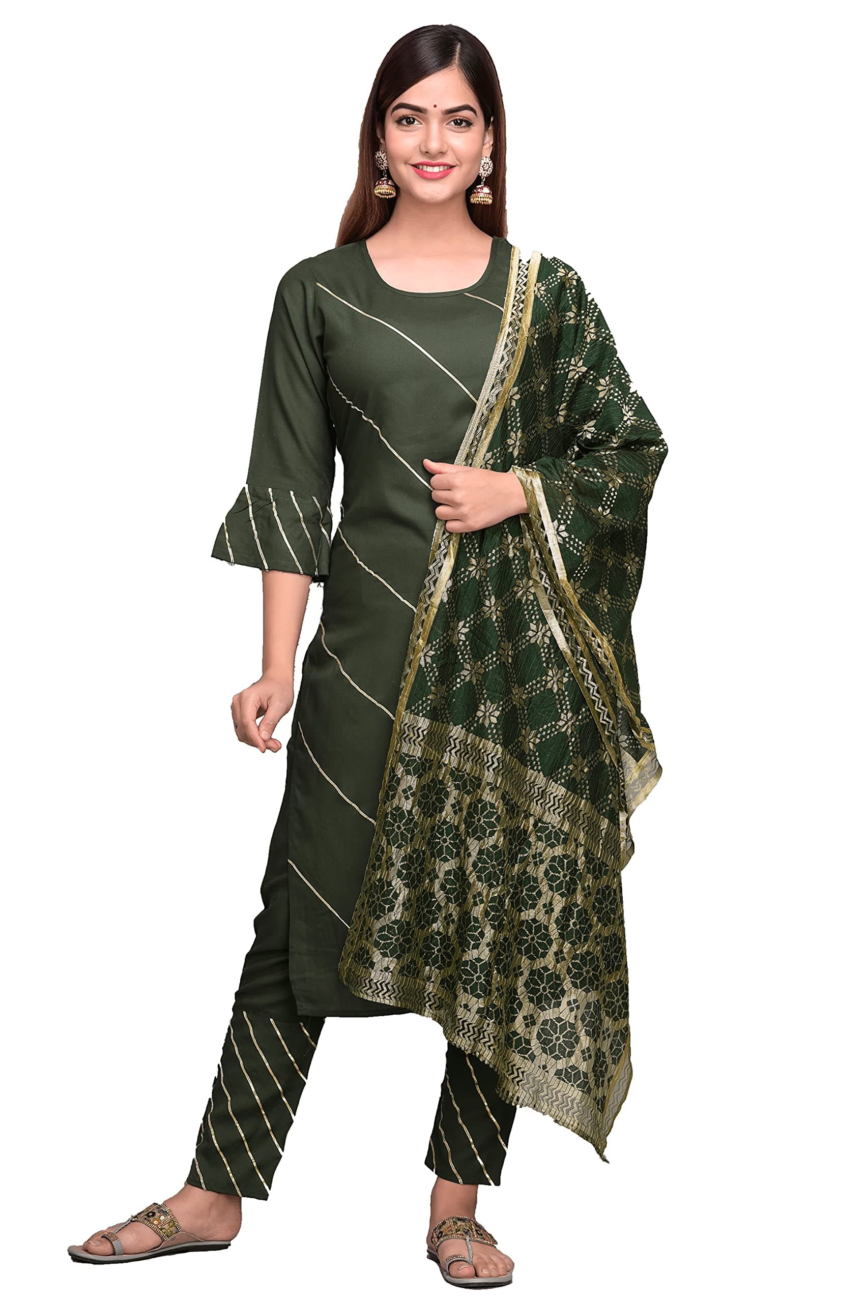 KB KURTIS BAZAAR Women Rayon A-Line Solid Kurti with Pant and Dupatta Black