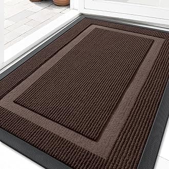 OLANLY Front Door Mat Indoor Outdoor Entrance, Waterproof All-Season, All-Weather Doormat, Sturdy Natural Rubber, Fade Resistant, Low Profile, Easy Clean Patio Porch Entryway Mat, 35x23, Dark Brown