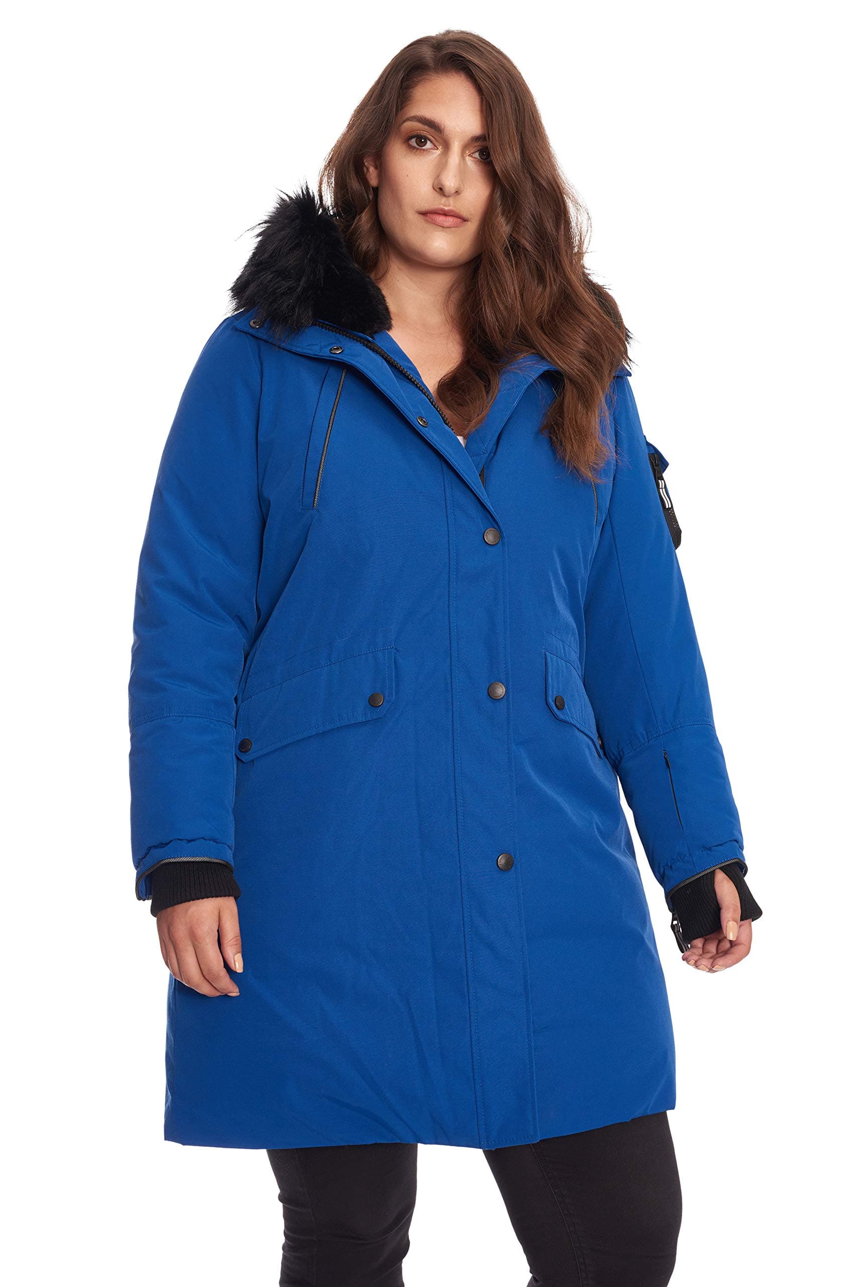 ALPINE NORTH Women’s Vegan Down Long Parka Jacket (Plus Size) - Water Repellent, Windproof, Winter Coat with Faux Fur Hood