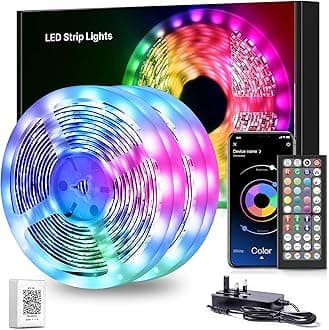 Mexllex LED Strip Lights 30M, Music Sync Color Changing RGB LED Strip with Remote, Sensitive Built-in Mic, App Controlled LED Lights, RGB LED Light Strip(APP+Remote+Mic)