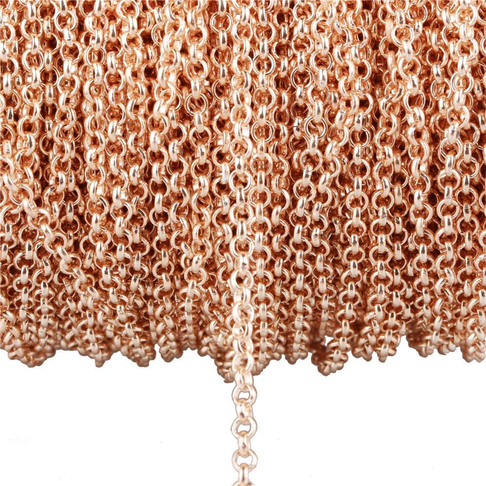 32.8ft Do not Fade Plated Twisted Chains Metal Cable Chain Link Jewelry Making Chain for DIY Making Bracelet Necklace (3.2mm O-type chain)