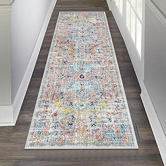 Hallway Runner Rug 2'x6' Washable Boho Farmhouse Entryway Kitchen Runner Vintage Non Slip Laundry Room Bathroom Area Rugs Rubber Backed Front Door Foyer Bedroom Floor Mat Carpet Runner, Grey
