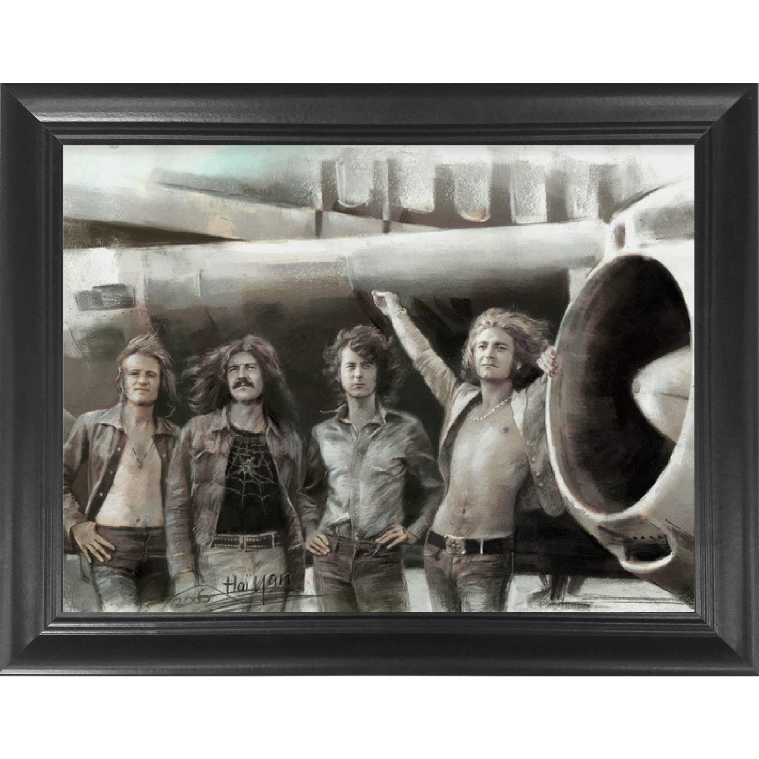 Led Zeppelin Classic Rock Band 3D Poster Wall Art Decor Framed Print | 14.5x18.5 | Lenticular Posters & Pictures | Memorabilia Gifts for Guys & Girls Bedroom | Jimmy Page, Robert Plant, John Bonham
