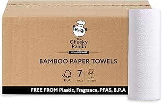 The Cheeky PandaBamboo Paper Towels Bulk | 7 Paper Towels Rolls | 130 Paper Towel Sheets Per Roll | 2 Ply | Strong and Sustainable