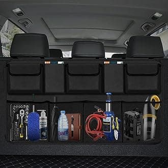 Trunk Organizer for Car, Large Capacity Car Organizers and Storage with 9 Pockets, Waterproof Backseat Hanging Organizer for SUV, Truck, MPV, Interior Accessories for Men and Women