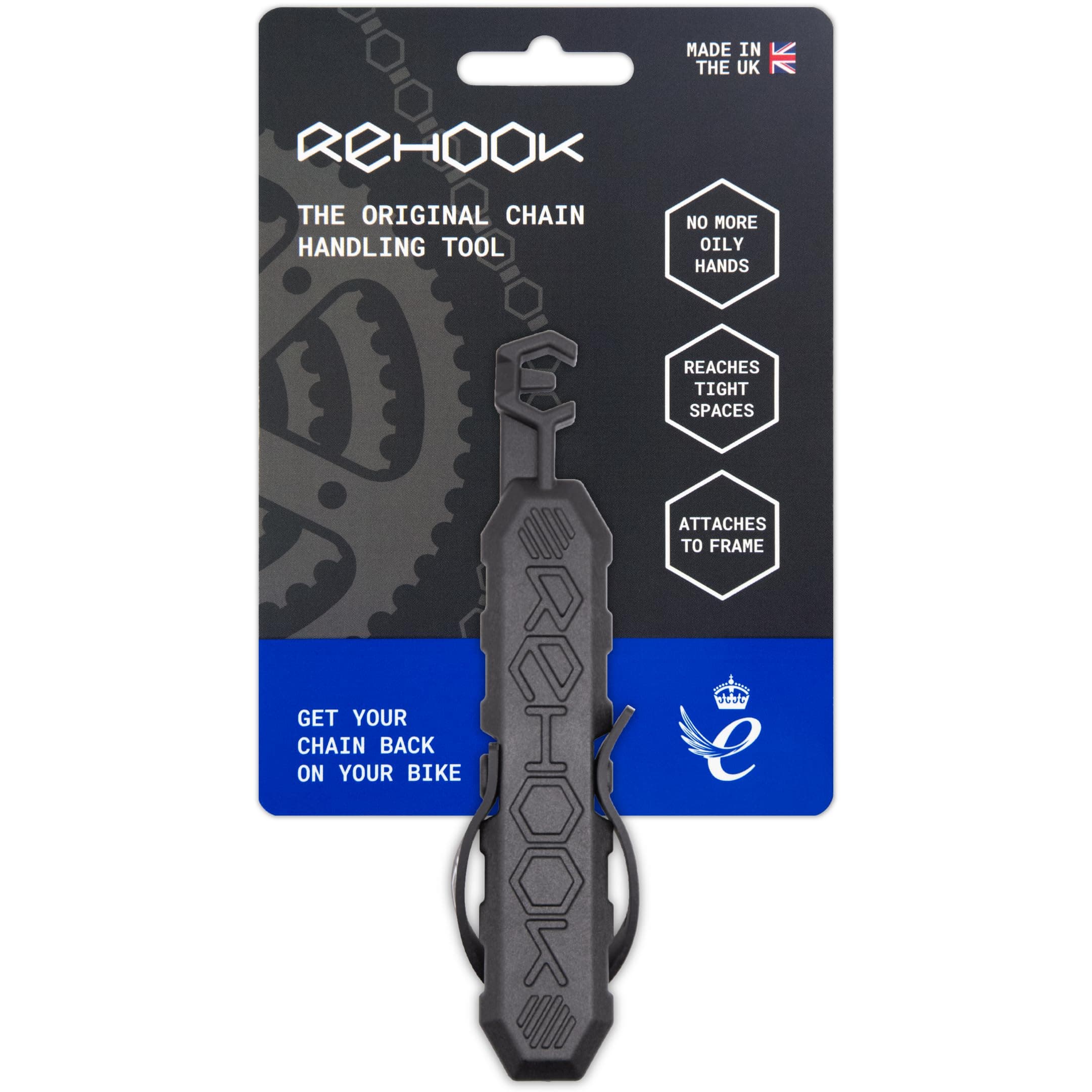 Rehook Get your chain back on your bike in 3 seconds. Without the mess present for any cyclist or gadget lover