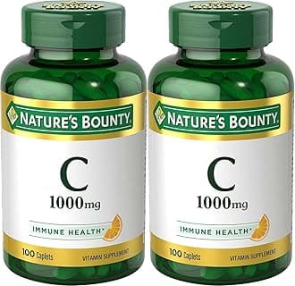 Nature's Bounty Vitamin C, 1000mg, Supports Immune Health, 100 Caplets (Pack of 2)