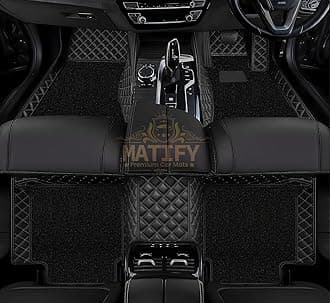 7D Double Stitch Car Floor Mat for Tata Hexa 8 Seater | 7 Layer Double Stitching Premium Faux Leather Custom Fitted Car Foot Mats | All Weather Antslip Mats - Full Black