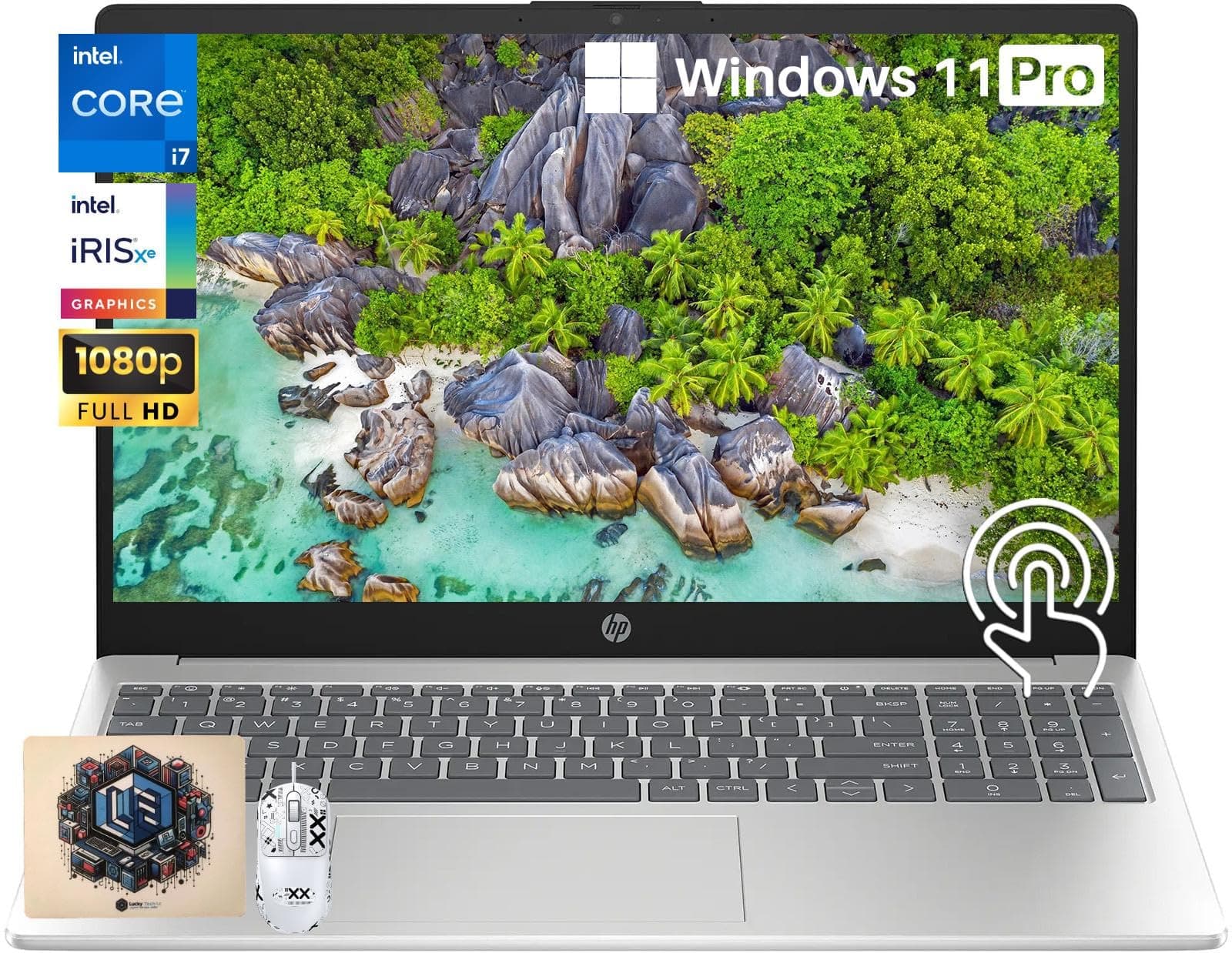 15.6 Inch Touchscreen Laptop i7, 64 GB RAM, 2 TB SSD, Intel 10 Cores i7-1255U(Up to 4.7GHz), Intel Iris Xe Graphics, FHD Screen, HD Camera, HDMI, Business Laptop, Windows 11 Pro, Patented Mouse
