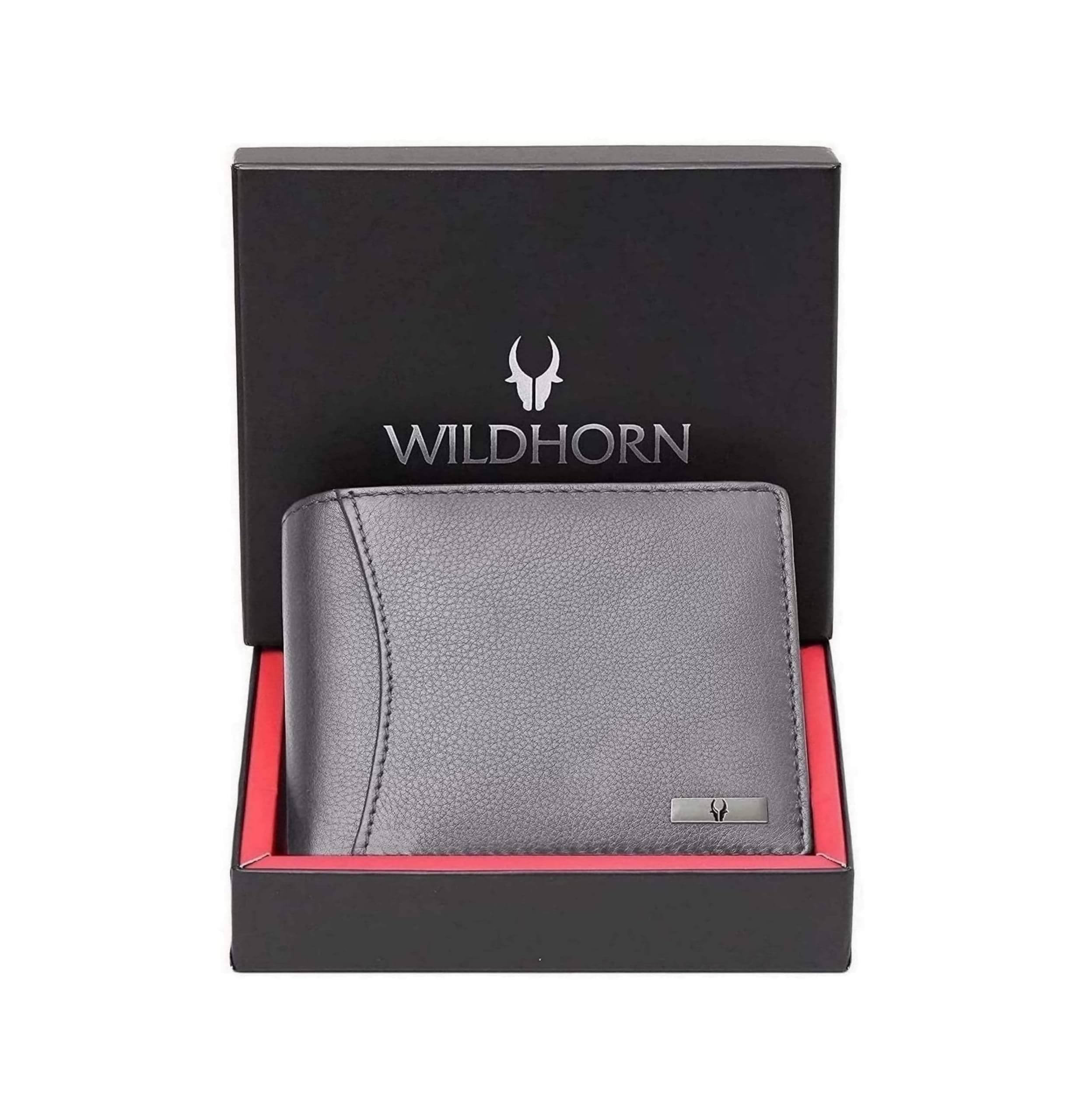 India RFID Protected Leather Men's Wallet, Grey, Contemporary