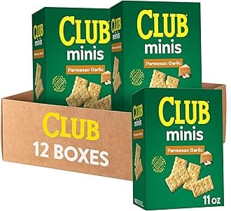 Club Minis Crackers, Lunch Snacks, Parmesan Garlic (12 Boxes)