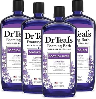 Foaming Bath with Pure Epsom Salt, Soothe & Sleep with Lavender, 34 fl oz (Pack of 4) (Packaging May Vary)