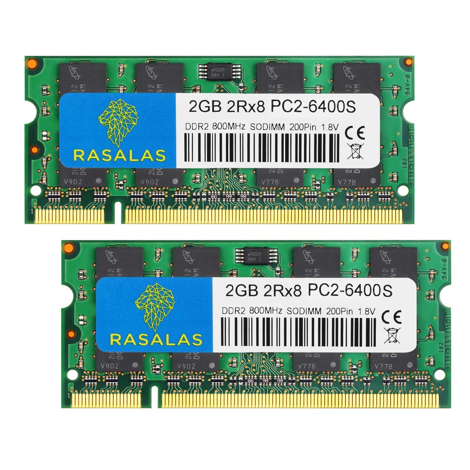 Rasalas PC2-6400 DDR2 800 Sodimm DDR2 4GB Kit (2x2GB) PC2 6400S 2RX8 1.8V CL6 RAM Memory Modules for Laptop Computer