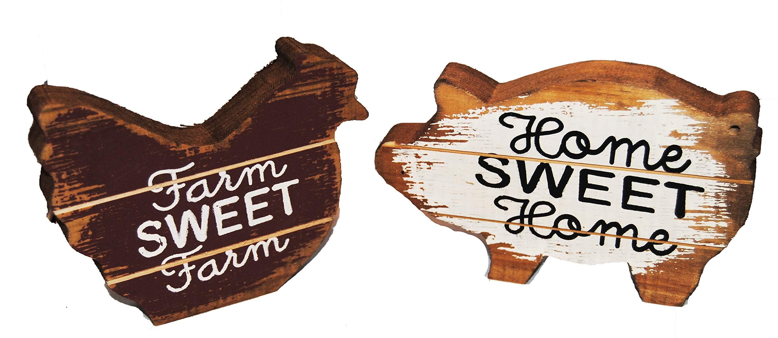 Rustic Farm Wooden Chicken and Pig Shaped Blocks