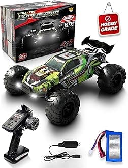 Tygatec 1:16 All Terrain Supersonic Rc Car, 45 Kph High Speed Remote Control Car with 2.4 Ghz Control, Electric Vehicle Off-Road Truck, 4X4 Wheel Drive Trucks Rechargeable Batteries,Green